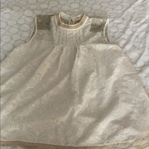 Embroidered sleeveless shell with lace & sequin